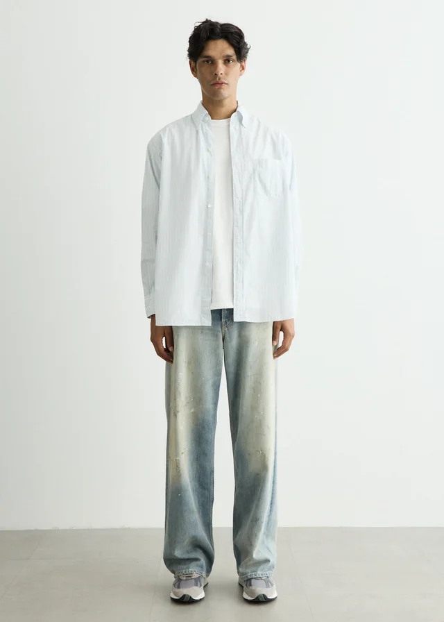 Beams Plus B.D. Classic-fit 160/2 Broad Shirt in STRIPE 01, image 1 of 1 from Incu