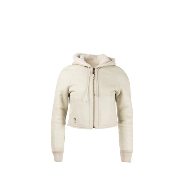 Dior Size 34 Cropped Hooded Shearling Jacket Lamb Fur Light Sage Green in Green from EMIER, photo 1 of 1