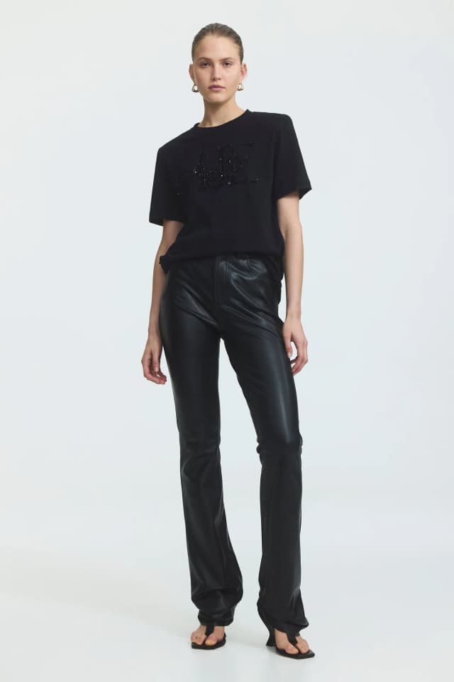 AJE Mika Embellished Tee in BLACK/BLACK, image 1 of 1 from Aje