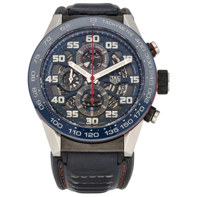 TAG Heuer Carrera CAR2A1N 45mm Stainless Steel Watch in Leather from H&T, photo 1 of 1