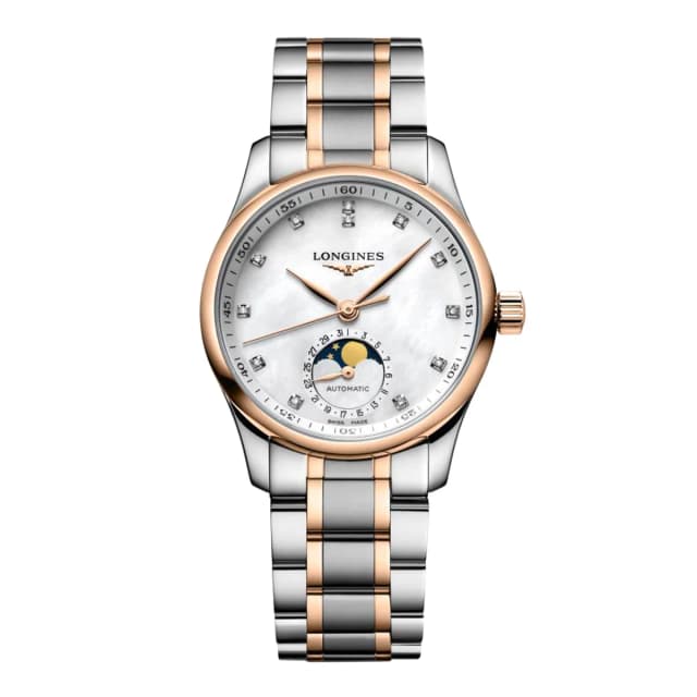 Longines Master Collection Moophase 34mm Ladies Watch Mother Of Pearl in silver|gray from WatchesOfSwitzerland, photo 1 of 1