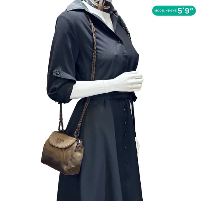 Prada Raso Tassel Satin Crossbody Bag Brown in Brown Satin from Dallas Designer Handbags, photo 1 of 1