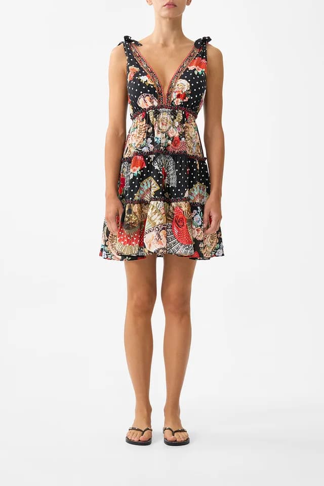 Camilla eBoutique TIERED SHORT DRESS WITH SHOULDER TIES DAUGHTERS OF DUENDE, image 1 of 1 from CAMILLA