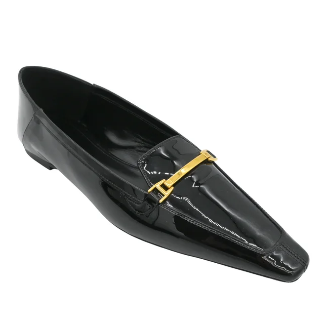 Saint Laurent Black Patent Leather Gold Buckle Loafers in Black Patent leather from Clotheshorse Anonymous, photo 1 of 1