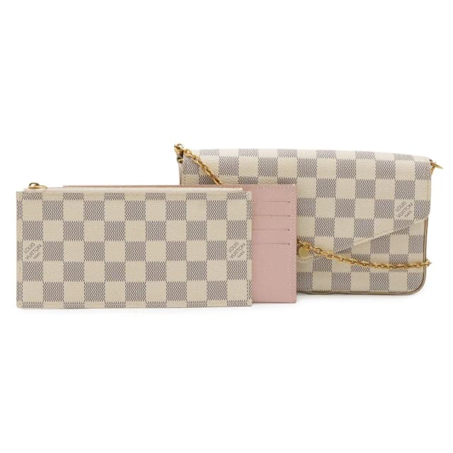 Louis Vuitton Damier Azur Pochette Felicie Shoulder Bag Chain 2-Way Clutch in Coated canvas from The Reluxe, photo 1 of 1