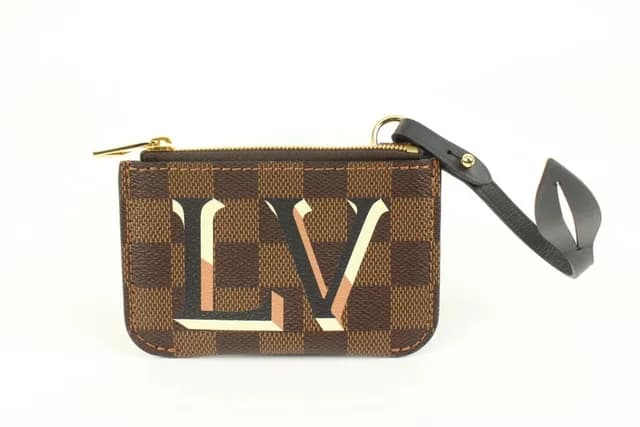 Brown x Pink Damier Ebene LV Logo Pochette in Brown Canvas from Bagriculture, photo 1 of 1