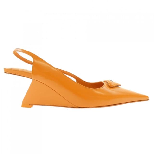 Prada Slingback Triangle Logo Pumps Heel in Patent leather from The Reluxe, photo 1 of 1