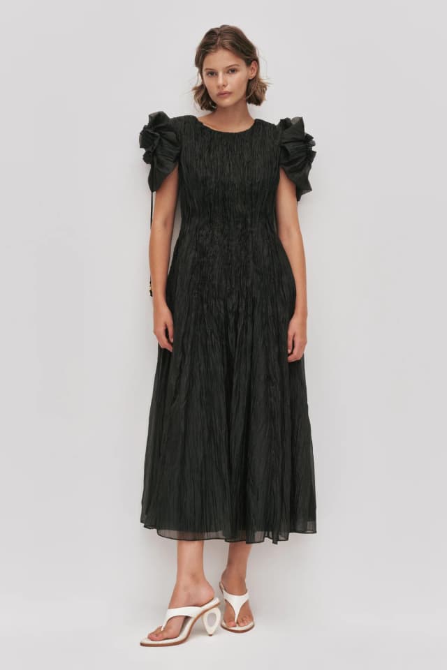 AJE Angeli Midi Dress in HUNTER GREEN, image 1 of 1 from Aje