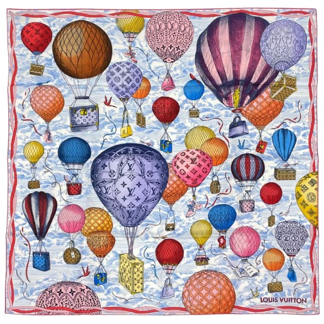 Louis Vuitton Carre 90 Up and Away Scarf Silk Blue Multicolor in Blue Silk from The Reluxe, photo 1 of 1