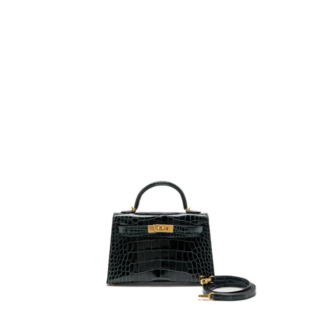 Hermès Mini Kelly II Shiny Alligator Mississippiensis 6O Vert Cypres GHW Stamp Y in Green Crocodile from EMIER, photo 1 of 1