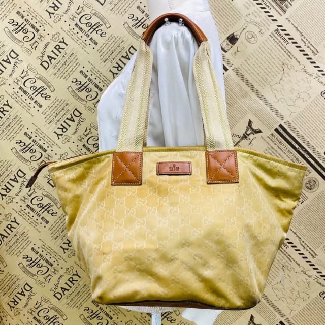 Gucci GG Canvas Tote Bag Webbing Line Nylon Beige GH 98 in Beige Canvas from The Reluxe, photo 1 of 1