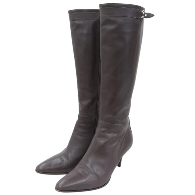 Hermès Leather long boots #38 brown from VINTAGE QOO TOKYO, photo 1 of 1