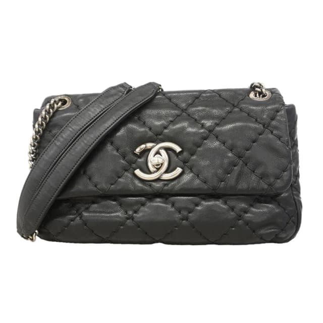 Chanel Shoulder Bag Wild Stitch Leather Black Silver in Black Leather from The Reluxe, photo 1 of 1