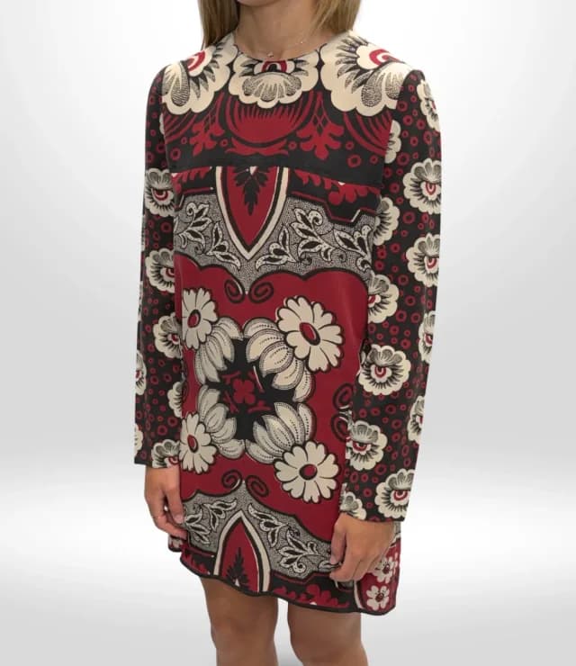 Valentino Garavani Chiffon Patterned Dress Size 44 in Multicolor Silk from Revivre, photo 1 of 1