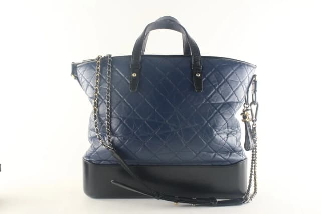 Chanel Two-Tone Quilted Black x Blue Leather Gabrielle 2way Tote in Black Leather from Bagriculture, photo 1 of 1