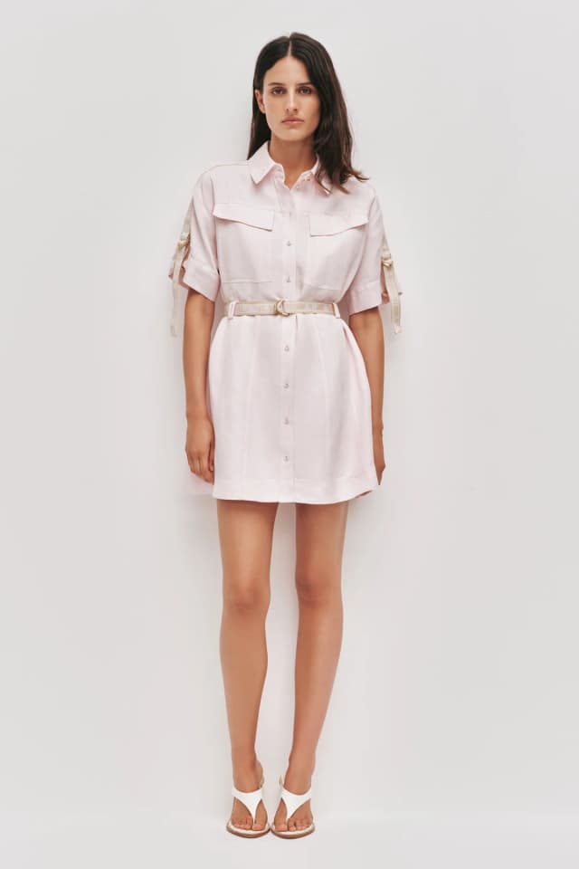 AJE Imogen Logo Mini Dress in PASTEL PINK, image 1 of 1 from Aje