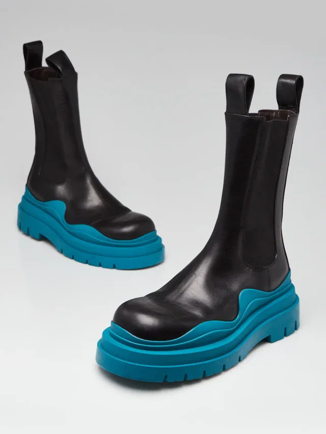 Bottega Veneta Mid Calf Tire Boots Size 11/41.5 in Black Leather from Yoogis, photo 1 of 1