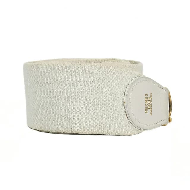 Hermès Ten Shoulder Strap White Gold Canvas Leather in White Canvas from The Reluxe, photo 1 of 1