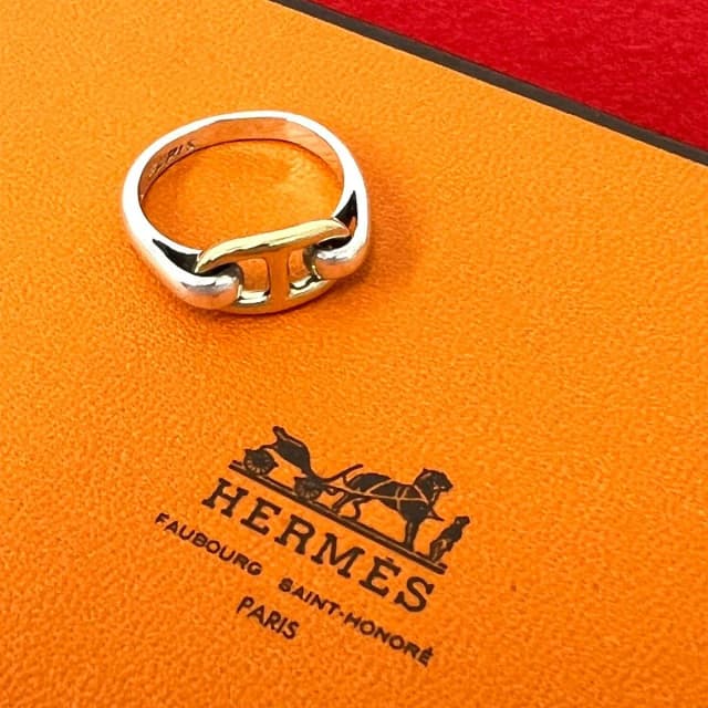 Hermès Vintage Chaine D'ancre Ring Silver Yellow Gold in Yellow from The Reluxe, photo 1 of 1