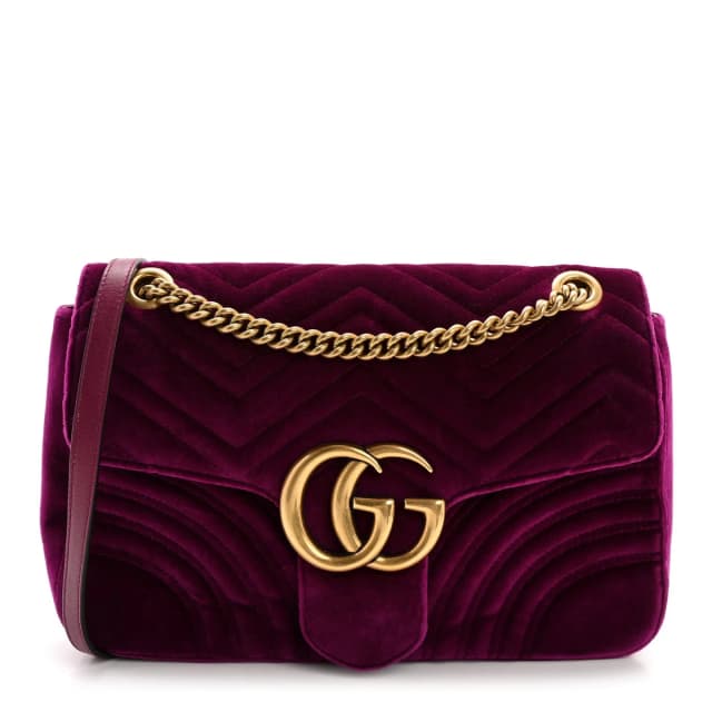 Gucci GG Marmont Velvet Matelasse Shoulder Bag - Fuchsia in Pink Velvet from H&T, photo 1 of 1