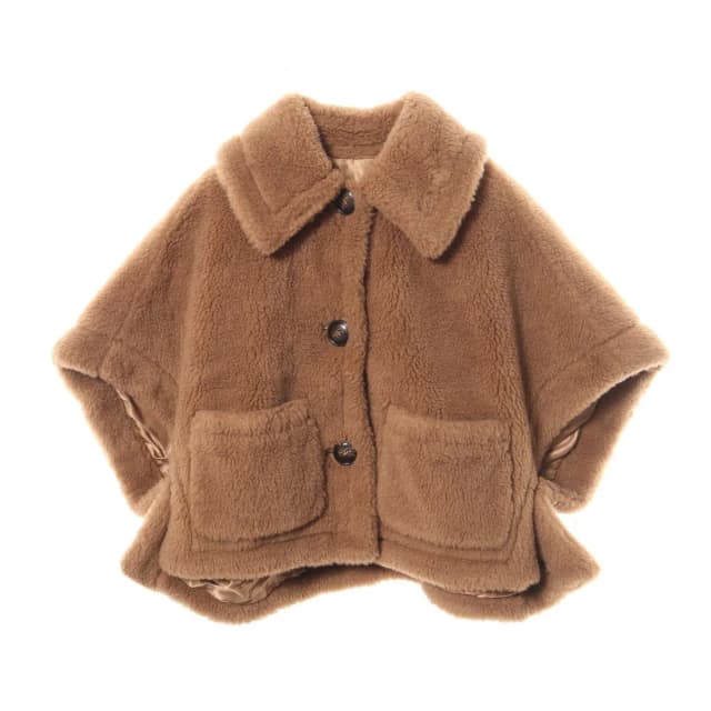 Max Mara Poncho Newterzo Teddy Bear Icon Fleece Cape Coat Brown Silk Jacket in Brown Silk from The Reluxe, photo 1 of 1