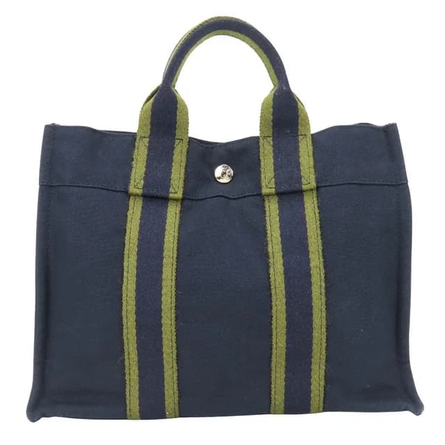 Hermès Tote Bag Fourre Tout PM Canvas Navy Olive Daily Use in Navy Canvas from The Reluxe, photo 1 of 1