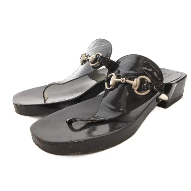 Gucci Sandals Horsebit Patent Black 7 in Black Patent leather from The Reluxe, photo 1 of 1