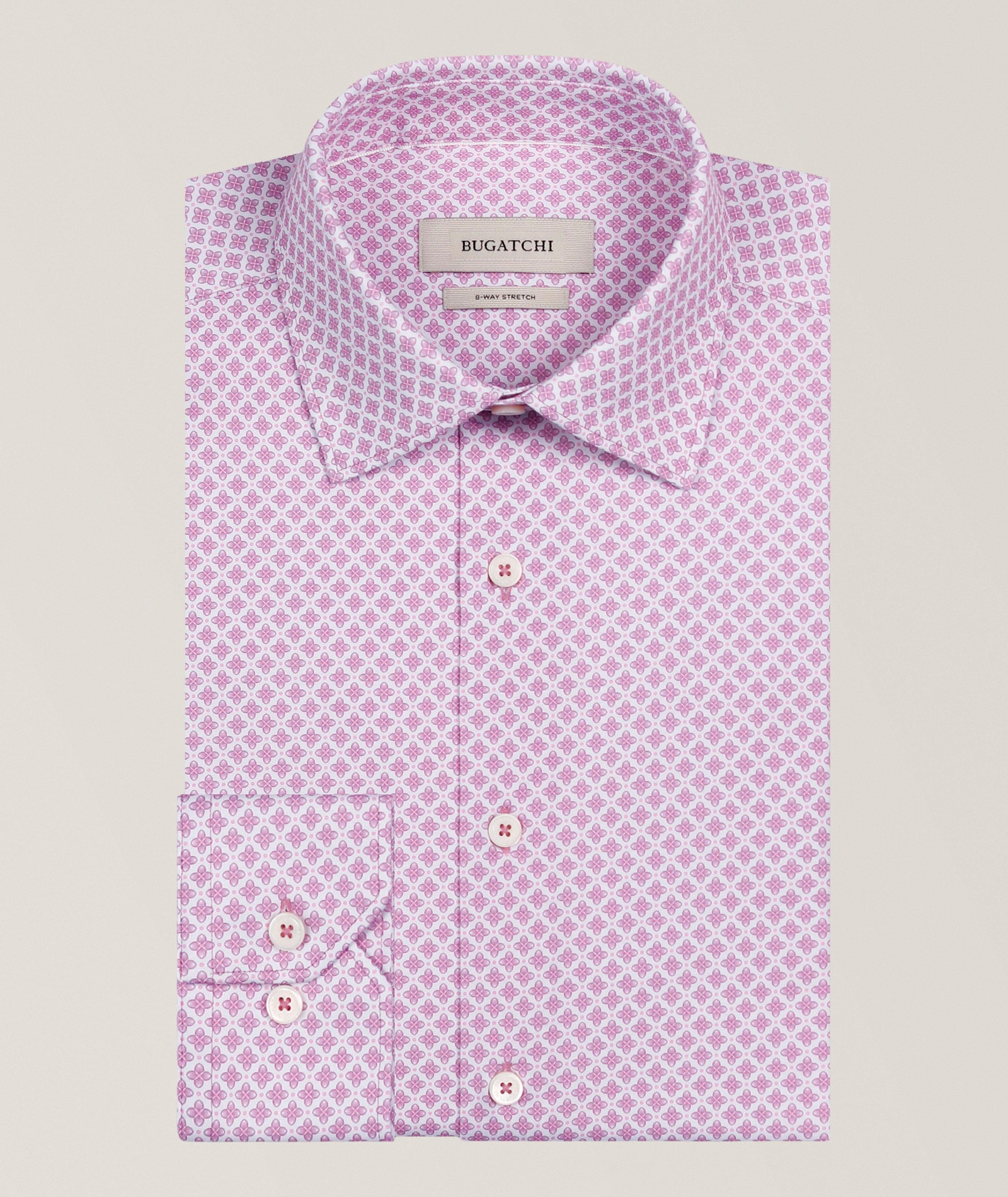 Bugatchi James Micro-Floral OoohCotton Shirt in Pink Cotton & Cotton Blends, image 1 of 1 from Harry Rosen