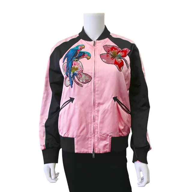 Valentino Garavani Tropical Silk-Satin Bomber Jacket in Satin from Clotheshorse Anonymous, photo 1 of 1