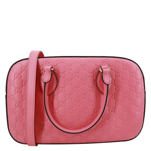 Gucci GG Signature Leather Boston Bag Pink 428225 in Pink Leather from Dallas Designer Handbags, photo 1 of 1
