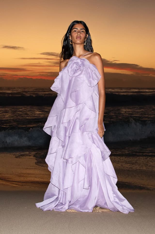 AJE Pandorea Layered Maxi Dress in LILAC, image 1 of 1 from Aje