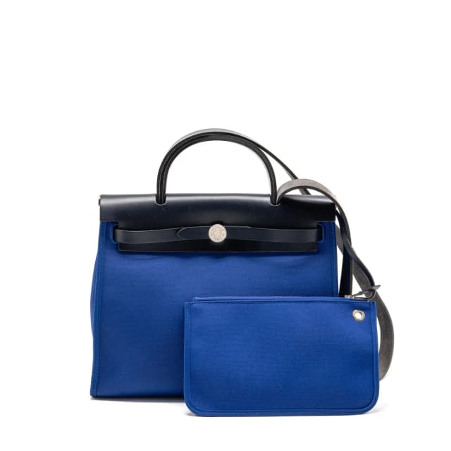 Hermès Herbag 31 Zip Bag Canvas/Hunter Leather Bleu Electrique/Bleu Indigo SHW Stamp A in Blue Canvas from EMIER, photo 1 of 1