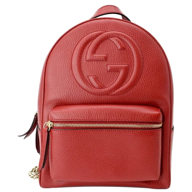Gucci Soho Leather Chain Backpack Red 536192 in Red Leather from Dallas Designer Handbags, photo 1 of 1