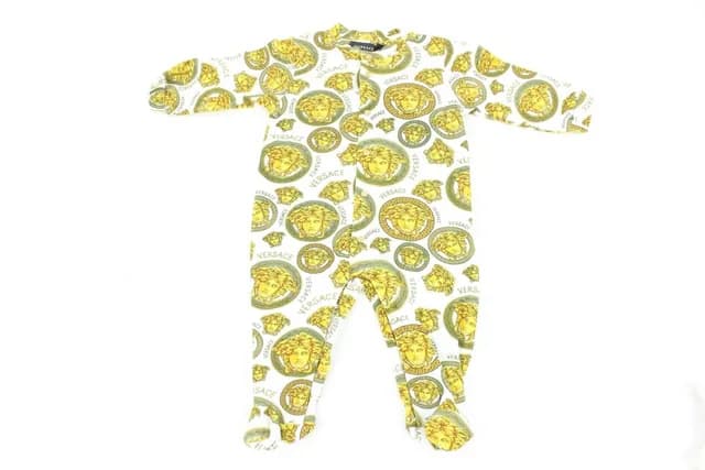 Versace Size 3-6M Months Baby Gold Medusa Bodysuit Romper in Gold from Bagriculture, photo 1 of 1