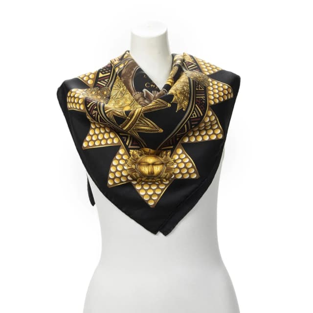 Hermès Scarf Black Gold Silk in Black Silk from The Reluxe, photo 1 of 1