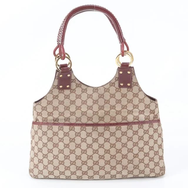 Gucci GG Canvas Leather Tote Bag Shoulder Hand Gold in Gold Canvas from The Reluxe, photo 1 of 1