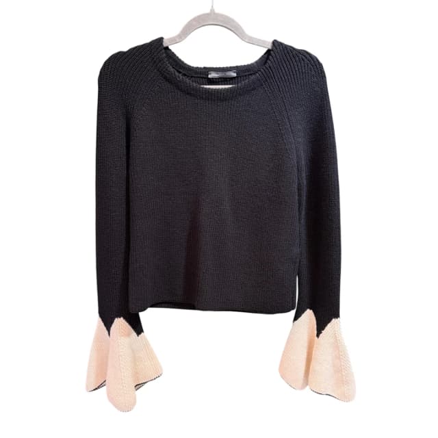 Alexander McQueen & White Tulip Sleeve Knit Sweater Size L in Black from Revivre Luxury Consignment, photo 1 of 1