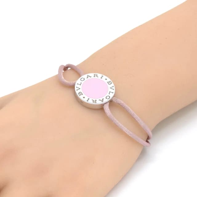 Bvlgari Lucky Bracelet Round Charm Enamel Code Pink Silver in Pink from The Reluxe, photo 1 of 1