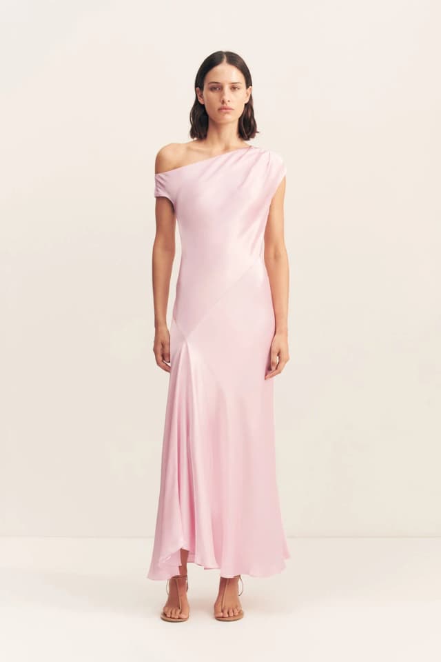 Shona Joy LA LUNE ASYMMETRICAL DRAPED MAXI DRESS - BLOSSOM, image 1 of 1 from Shona Joy