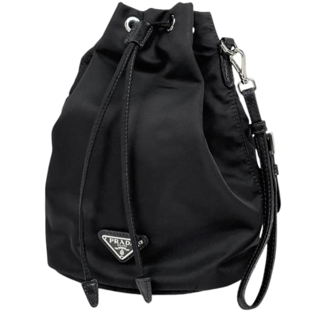 Prada Pouch Drawstring Nylon Nero in Black Nylon from The Reluxe, photo 1 of 1