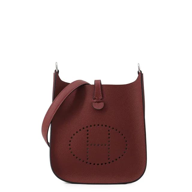 Hermès Shoulder Bag Evelyne TPM Sellier Rouge Ash Silver Epsom in Red Epsom leather from The Reluxe, photo 1 of 1