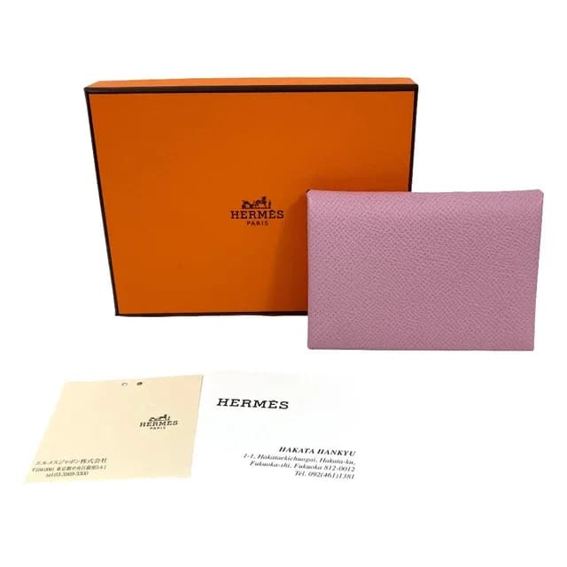 Hermès Calvi Duo Veau Epsom Card Case Coin Mauve Sylvestre in Epsom leather from The Reluxe, photo 1 of 1