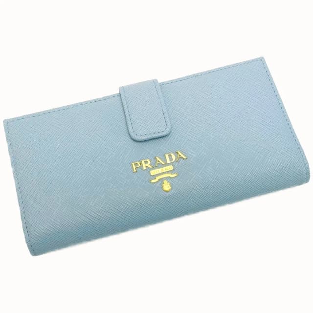 Prada Saffiano Leather Wallet 1 Mv025 Sky Blue Bifold Long in Blue Saffiano leather from The Reluxe, photo 1 of 1