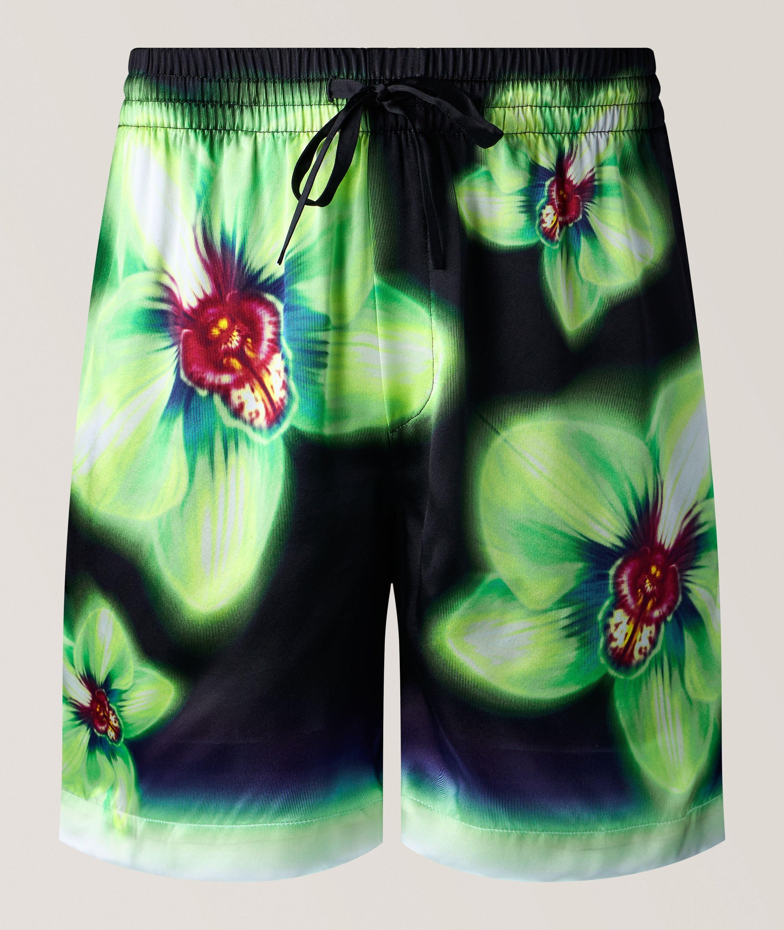 Casablanca Orchid Glitch Silk Shorts in Black Silk & Silk Blends, image 1 of 1 from Harry Rosen