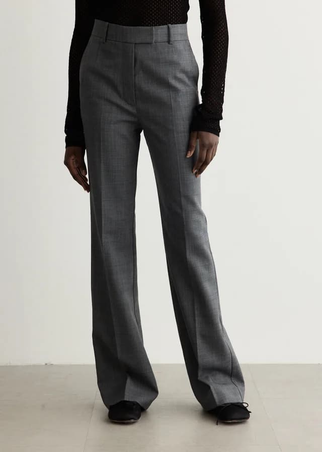 Ganni Wool Melange Suiting Straight Pants in Phantom 252, image 1 of 1 from Incu