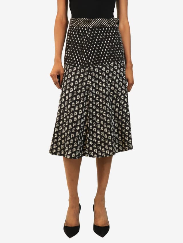 Proenza Schouler Black and white FW18 mixed-print midi skirt - size UK 8 in Black from Sign of the Times, photo 1 of 1