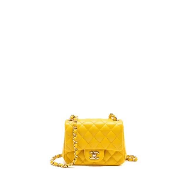 Chanel Classic mini square flap bag caviar yellow LGHW in Yellow Caviar leather from EMIER, photo 1 of 1