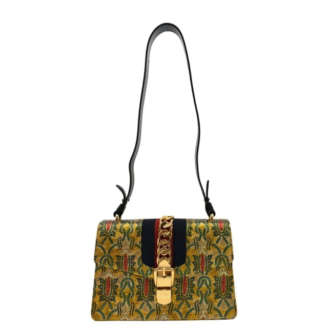 Gucci Sylvie Small Metallic Jacquard Shoulder Bag Multicolor 421882 in Multicolor Leather from Dallas Designer Handbags, photo 1 of 1