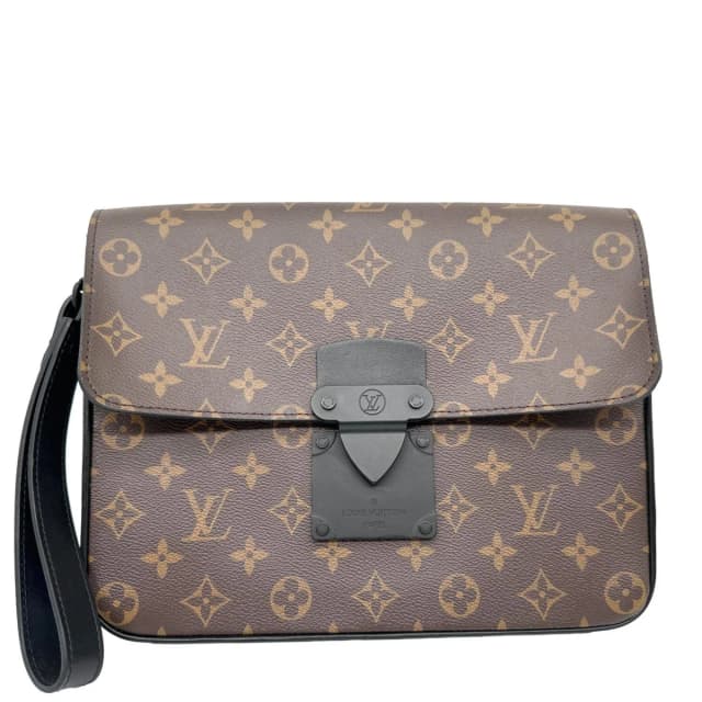 Louis Vuitton S-Lock A4 Monogram Macassar Pouch Black in Black Coated canvas from Dallas Designer Handbags, photo 1 of 1