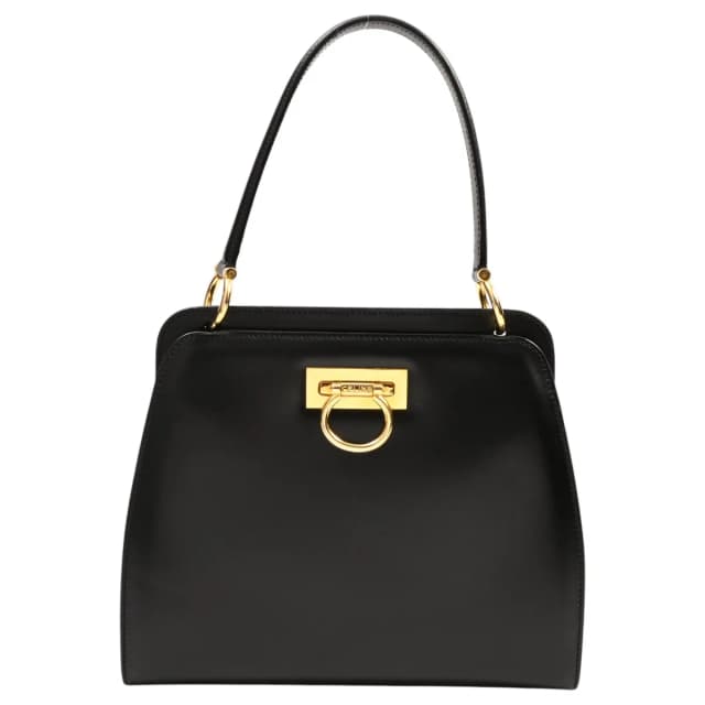 Celine Caro logo plate top-handle bag, black from VINTAGE QOO TOKYO, photo 1 of 1